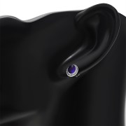 Large Oval Amethyst Stone Stud Silver Earrings, e336